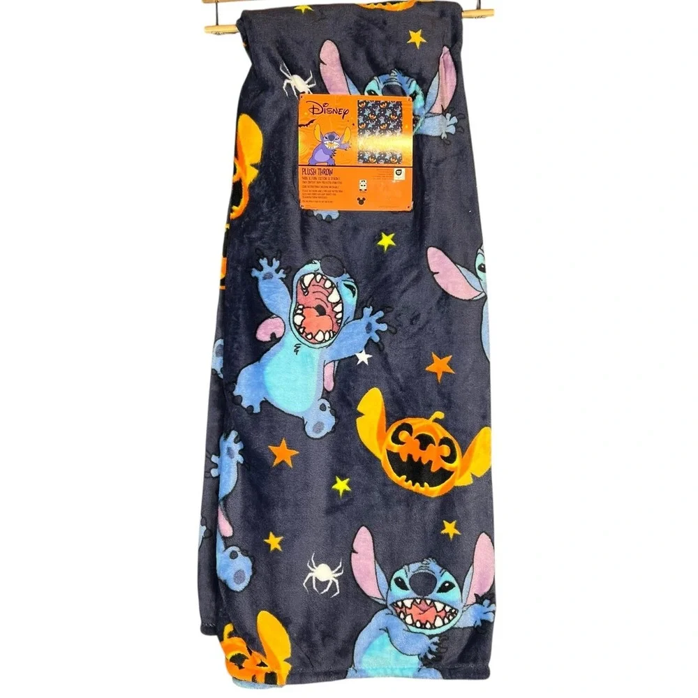 Disney Lilo & Stitch Halloween 2025 Navy Blue Plush Throw Blanket 50